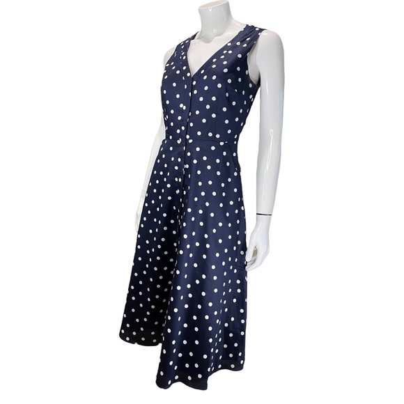 Boden Josephine Dress, Navy with white polka dots - Picture 4 of 7
